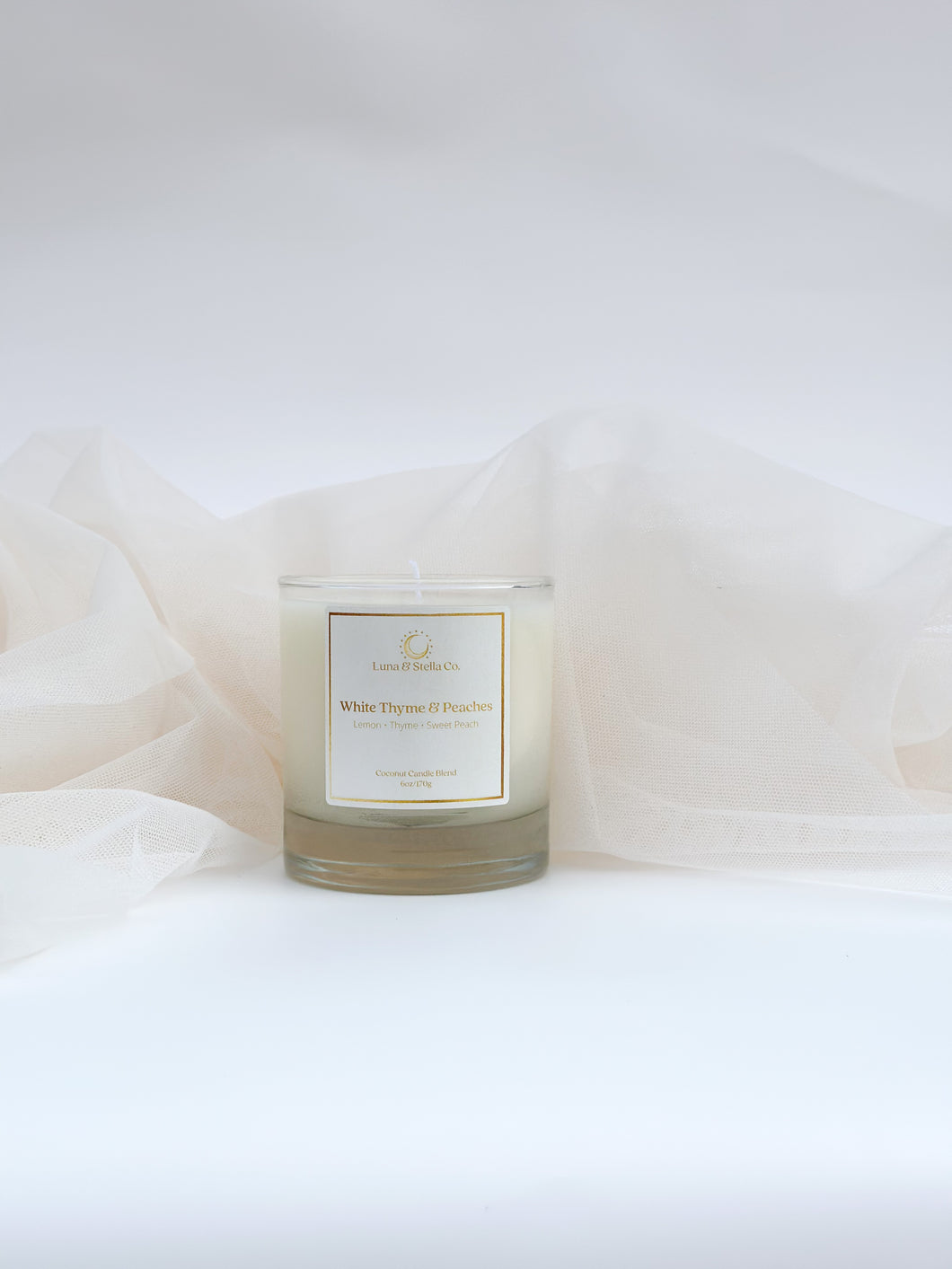 White Thyme & Peach Scented Candle